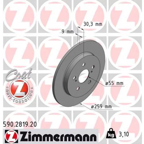 Brzdový kotúč ZIMMERMANN 590.2819.20