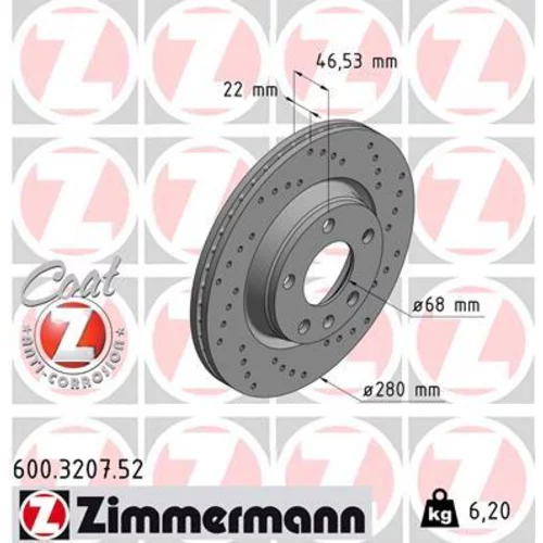 Brzdový kotúč ZIMMERMANN 600.3207.52