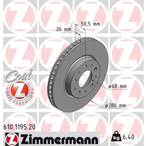 Brzdový kotúč 610.1195.20 /Zimmermann/