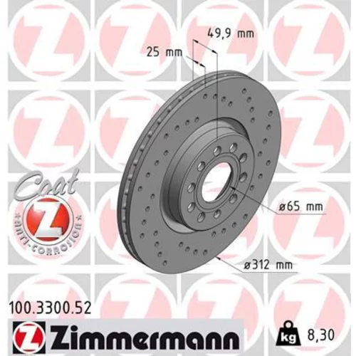 Brzdový kotúč ZIMMERMANN 100.3300.52