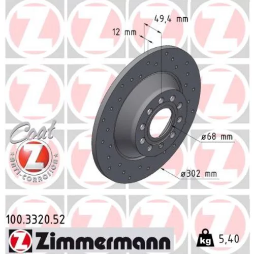 Brzdový kotúč ZIMMERMANN 100.3320.52