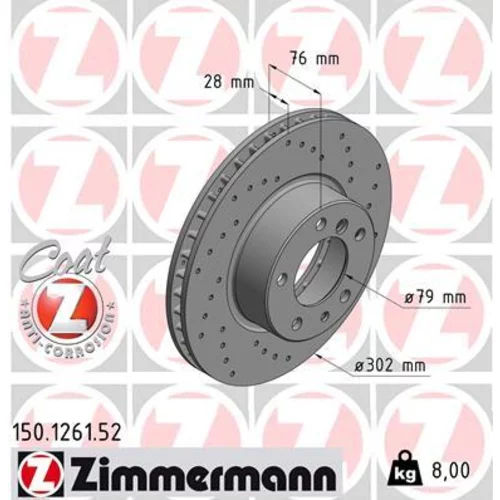 Brzdový kotúč ZIMMERMANN 150.1261.52