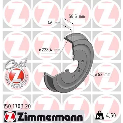 Brzdový bubon ZIMMERMANN 150.1703.20