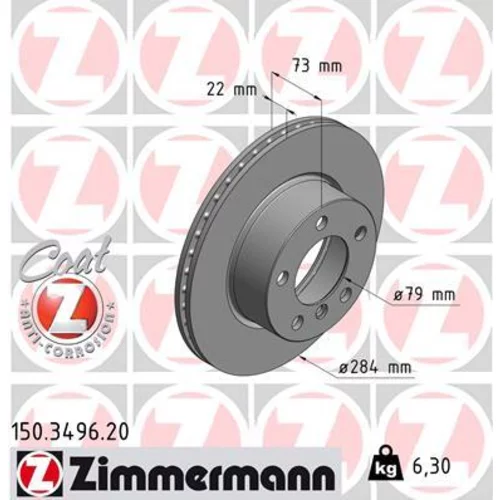 Brzdový kotúč ZIMMERMANN 150.3496.20