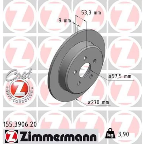 Brzdový kotúč 155.3906.20 /Zimmermann/