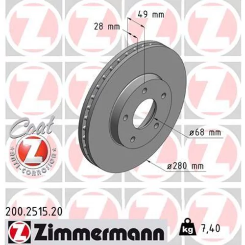 Brzdový kotúč ZIMMERMANN 200.2515.20