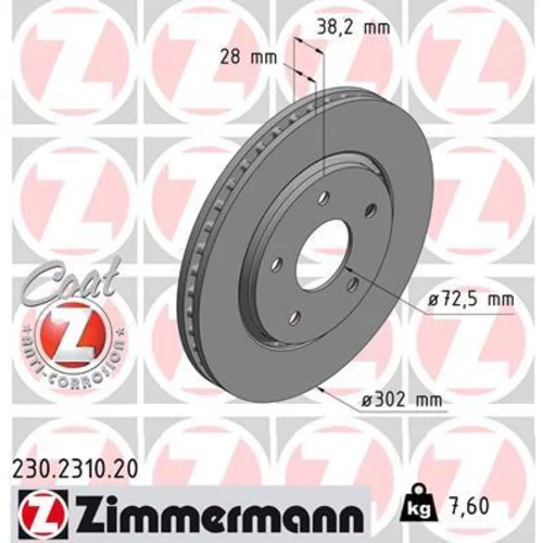 Brzdový kotúč ZIMMERMANN 230.2310.20