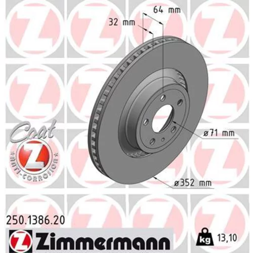 Brzdový kotúč ZIMMERMANN 250.1386.20