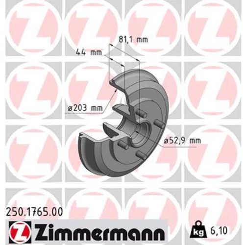 Brzdový bubon ZIMMERMANN 250.1765.00