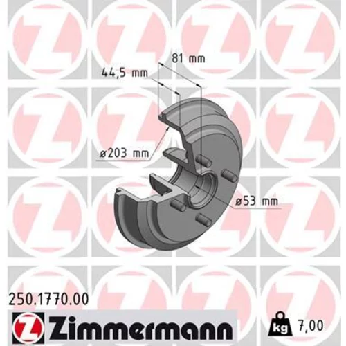 Brzdový bubon ZIMMERMANN 250.1770.00