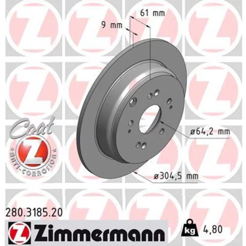 Brzdový kotúč ZIMMERMANN 280.3185.20