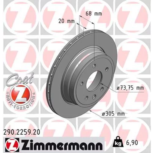 Brzdový kotúč ZIMMERMANN 290.2259.20