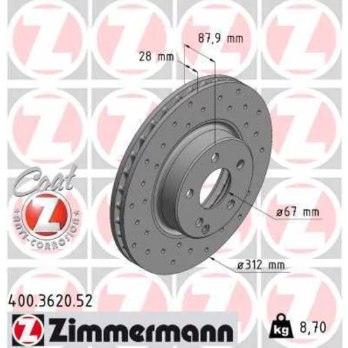 Brzdový kotúč ZIMMERMANN 400.3620.52