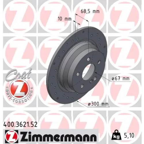 Brzdový kotúč ZIMMERMANN 400.3621.52