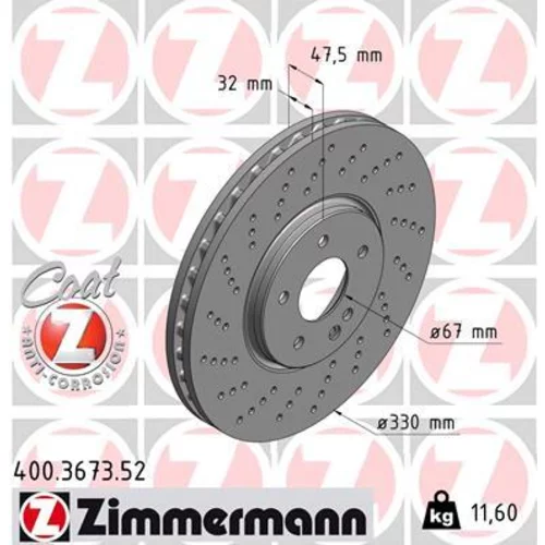 Brzdový kotúč ZIMMERMANN 400.3673.52