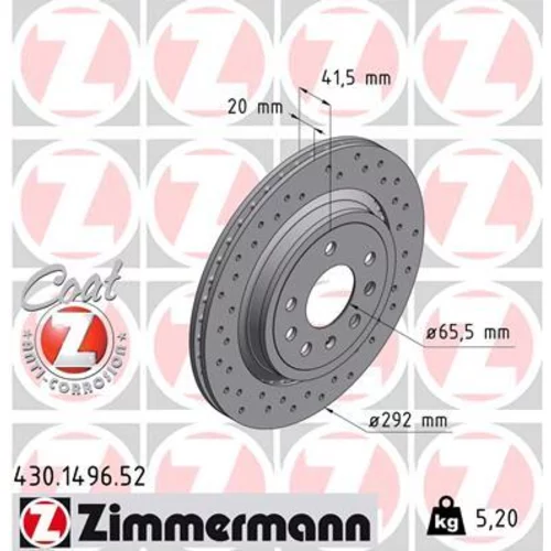 Brzdový kotúč ZIMMERMANN 430.1496.52