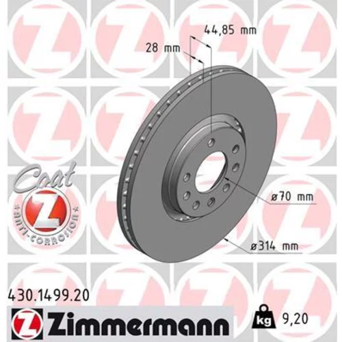 Brzdový kotúč ZIMMERMANN 430.1499.20