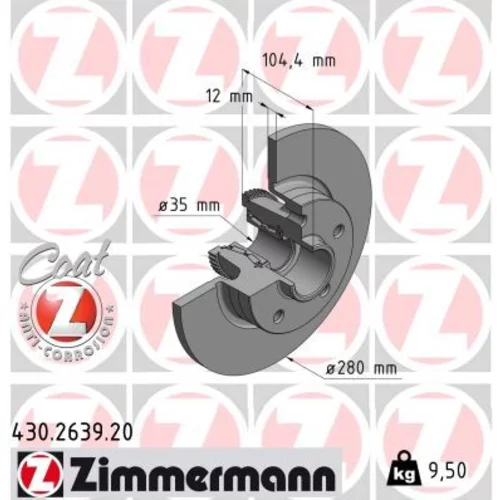 Brzdový kotúč ZIMMERMANN 430.2639.20