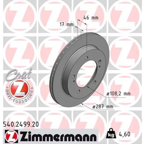 Brzdový kotúč ZIMMERMANN 540.2499.20