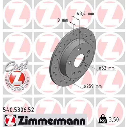 Brzdový kotúč ZIMMERMANN 540.5306.52