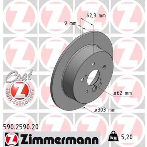 Brzdový kotúč ZIMMERMANN 590.2590.20