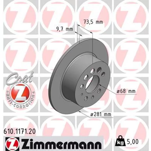 Brzdový kotúč ZIMMERMANN 610.1171.20