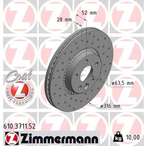 Brzdový kotúč ZIMMERMANN 610.3711.52