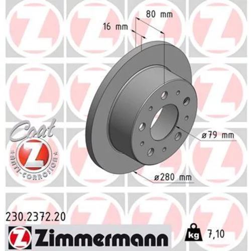 Brzdový kotúč ZIMMERMANN 230.2372.20