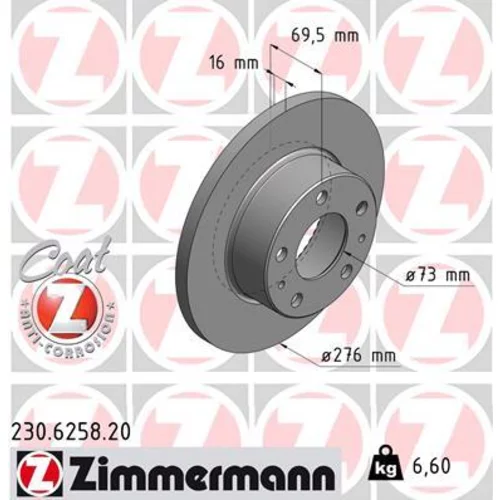 Brzdový kotúč ZIMMERMANN 230.6258.20