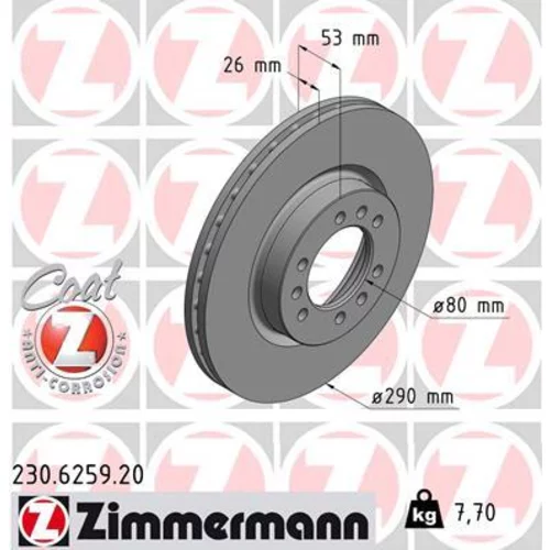 Brzdový kotúč ZIMMERMANN 230.6259.20