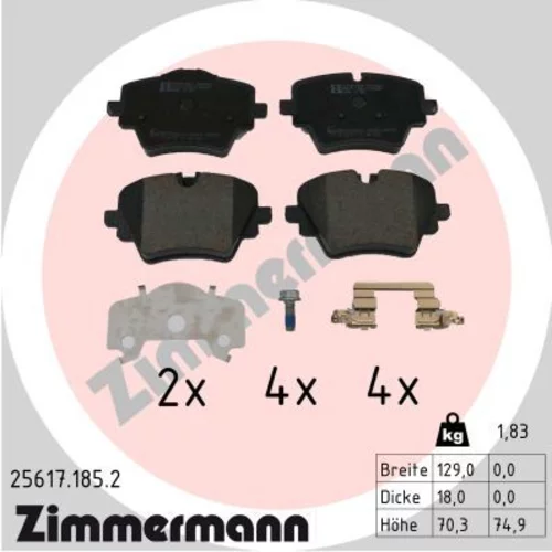 Sada brzdových platničiek kotúčovej brzdy ZIMMERMANN 25617.185.2