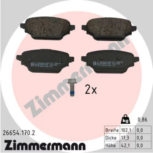 Sada brzdových platničiek kotúčovej brzdy ZIMMERMANN 26654.170.2