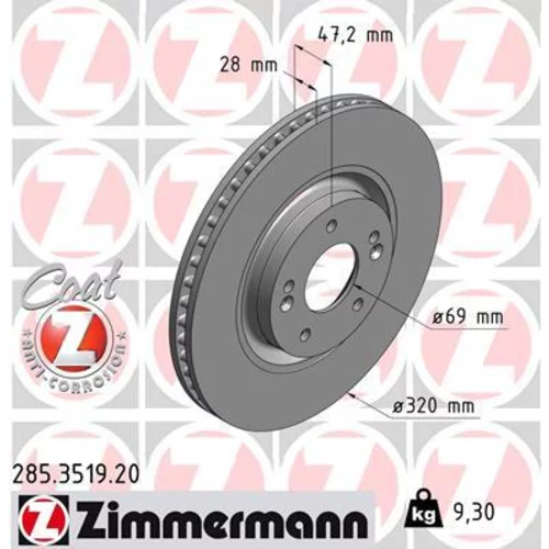 Brzdový kotúč ZIMMERMANN 285.3519.20