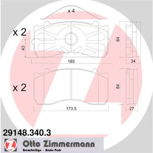 Sada brzdových platničiek kotúčovej brzdy ZIMMERMANN 29148.340.3