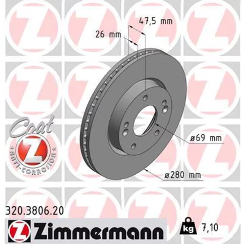 Brzdový kotúč ZIMMERMANN 320.3806.20