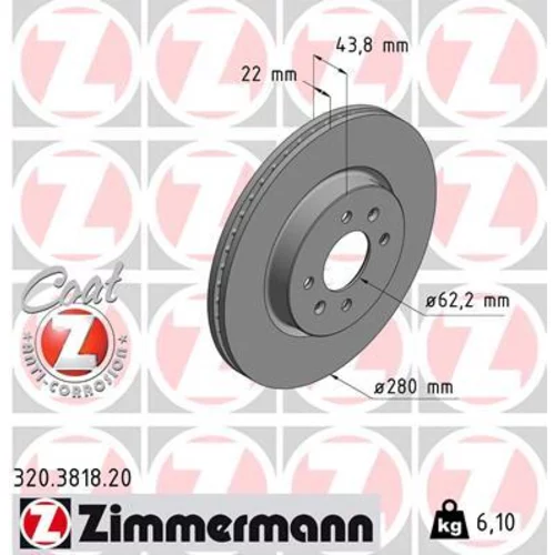 Brzdový kotúč ZIMMERMANN 320.3818.20