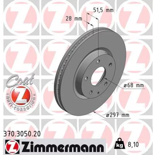 Brzdový kotúč ZIMMERMANN 370.3050.20