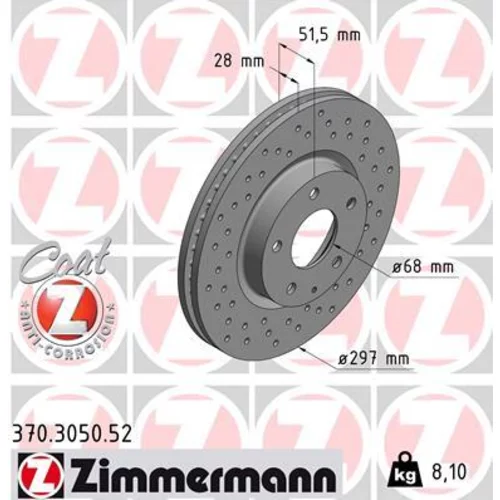 Brzdový kotúč ZIMMERMANN 370.3050.52