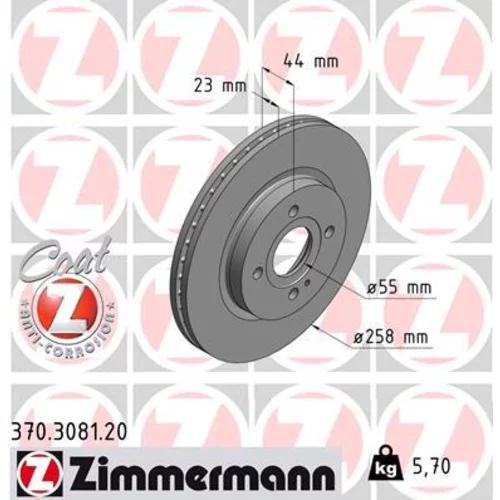 Brzdový kotúč ZIMMERMANN 370.3081.20