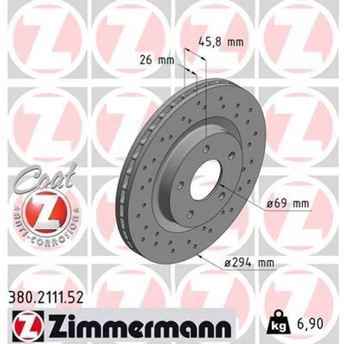 Brzdový kotúč ZIMMERMANN 380.2111.52