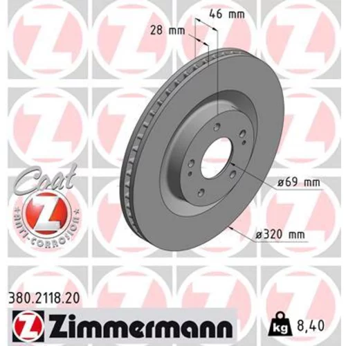 Brzdový kotúč ZIMMERMANN 380.2118.20