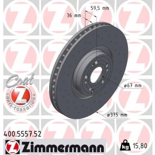 Brzdový kotúč ZIMMERMANN 400.5557.52