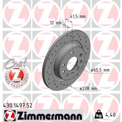 Brzdový kotúč ZIMMERMANN 430.1497.52