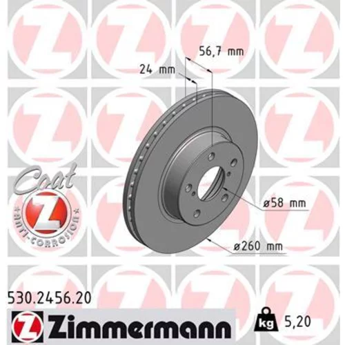 Brzdový kotúč ZIMMERMANN 530.2456.20