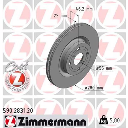 Brzdový kotúč ZIMMERMANN 590.2831.20