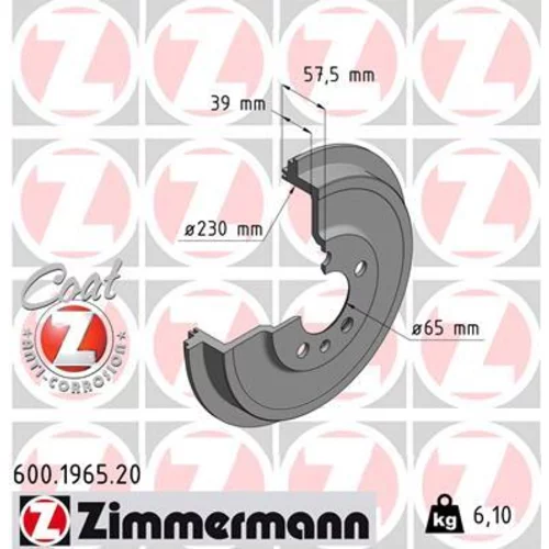 Brzdový bubon ZIMMERMANN 600.1965.20