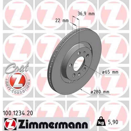 Brzdový kotúč ZIMMERMANN 100.1234.20