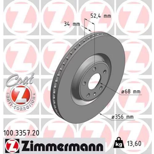 Brzdový kotúč ZIMMERMANN 100.3357.20