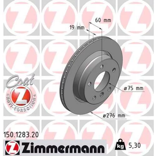 Brzdový kotúč ZIMMERMANN 150.1283.20