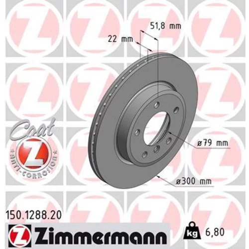 Brzdový kotúč ZIMMERMANN 150.1288.20